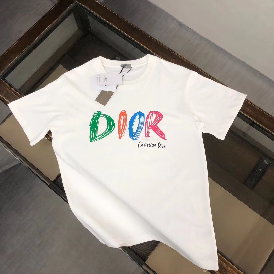 DI0R カラフルプリントレター メンズ Tシャツ【 50％割引+送料無料】