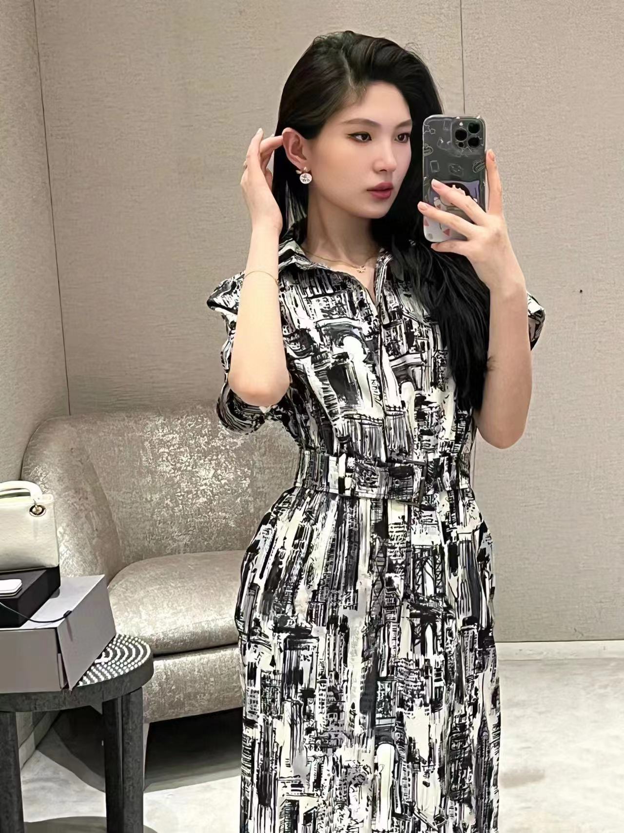 DI0R高品質インクパターンのドレス【 50％割引+送料無料】