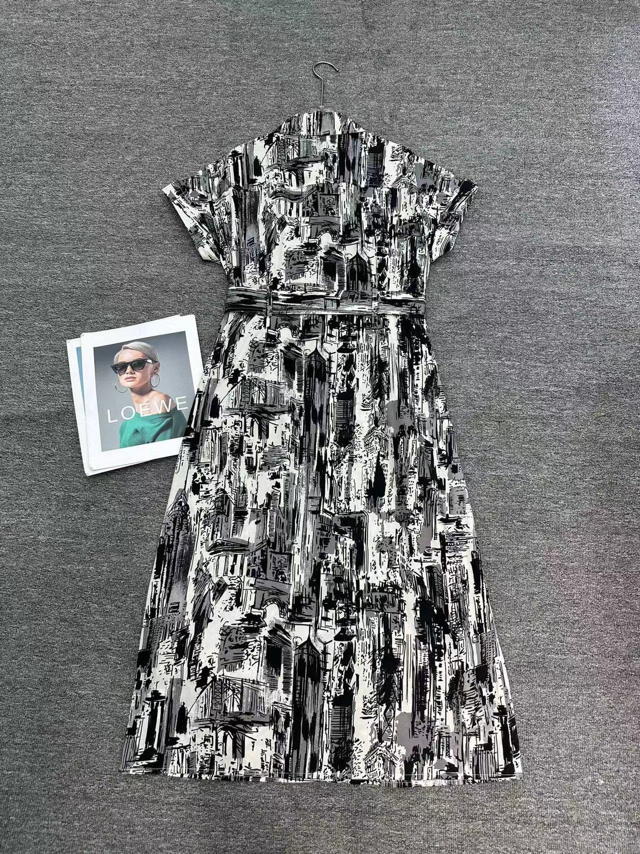 DI0R高品質インクパターンのドレス【 50％割引+送料無料】