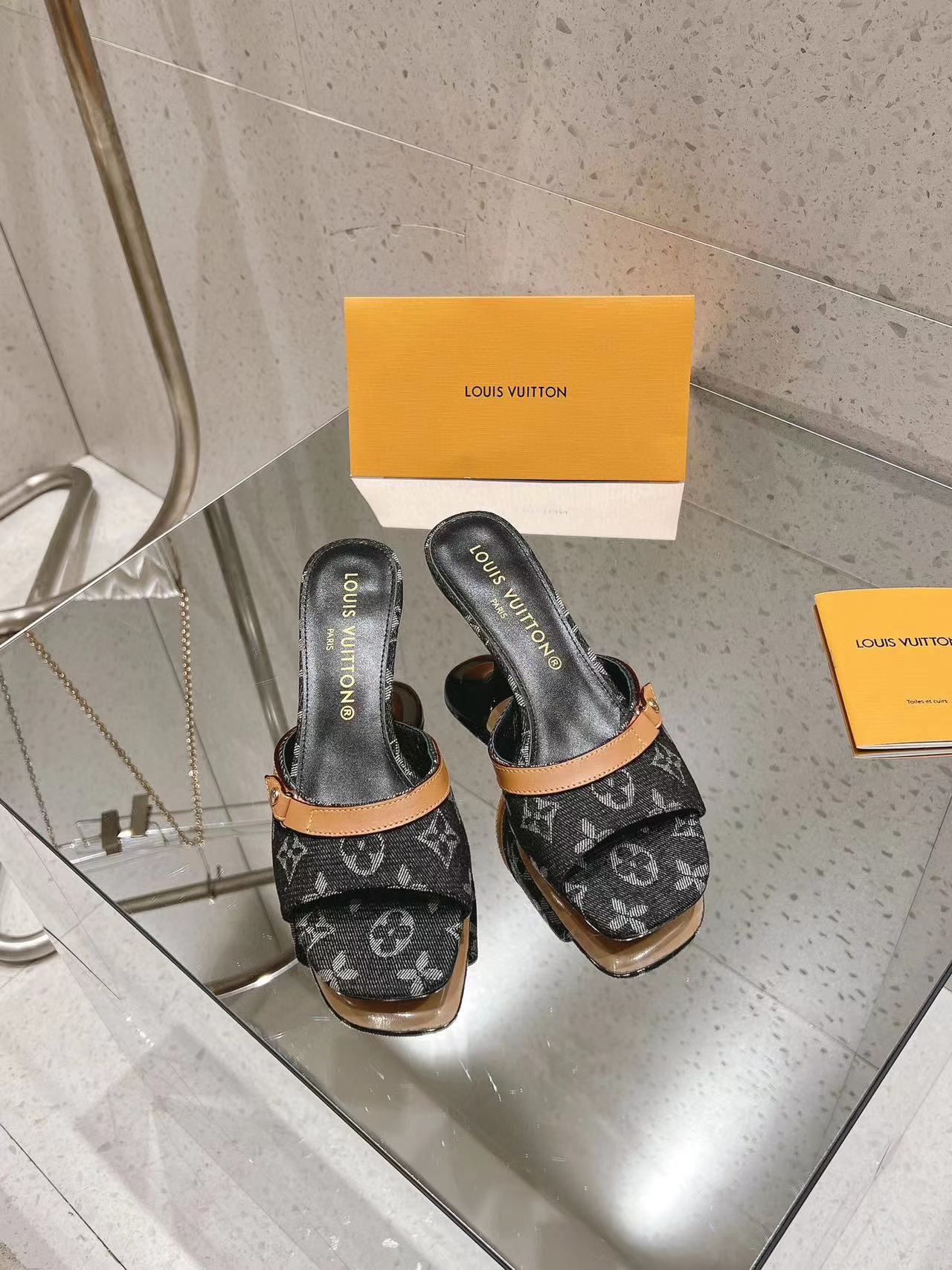 LV高品質デニムハイヒールスリッパ【50％割引+送料無料】