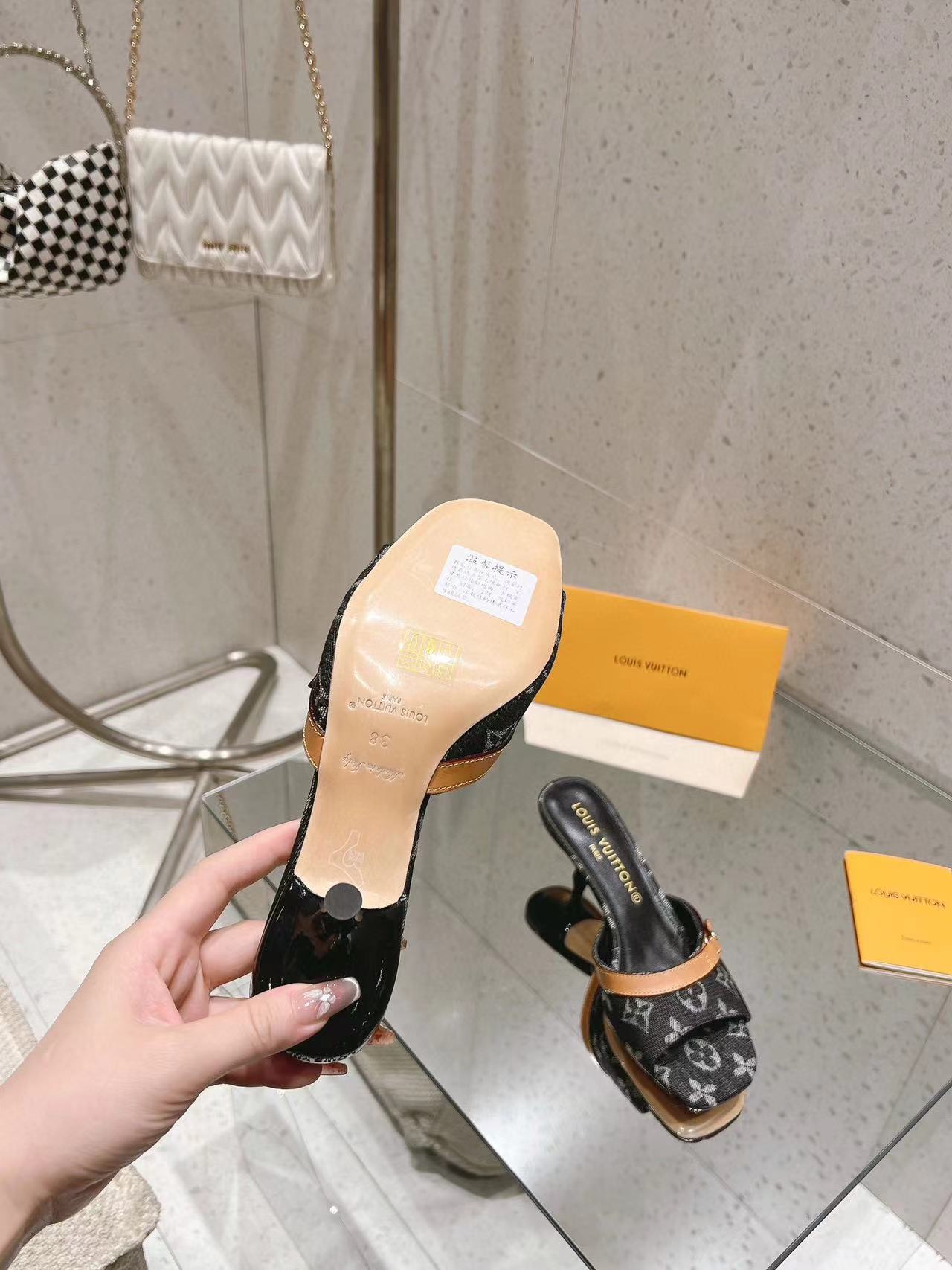 LV高品質デニムハイヒールスリッパ【50％割引+送料無料】