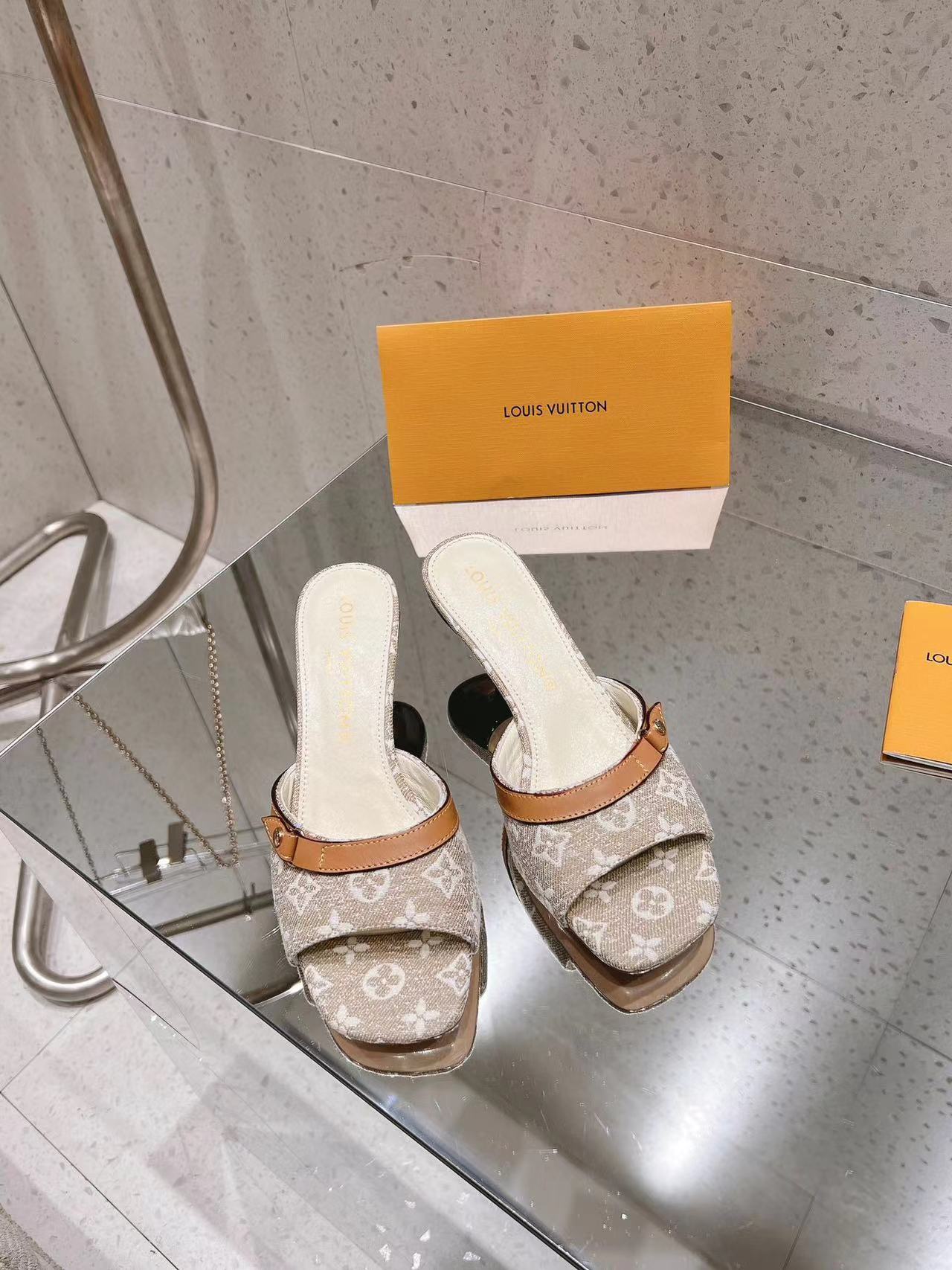 LV高品質デニムハイヒールスリッパ【50％割引+送料無料】