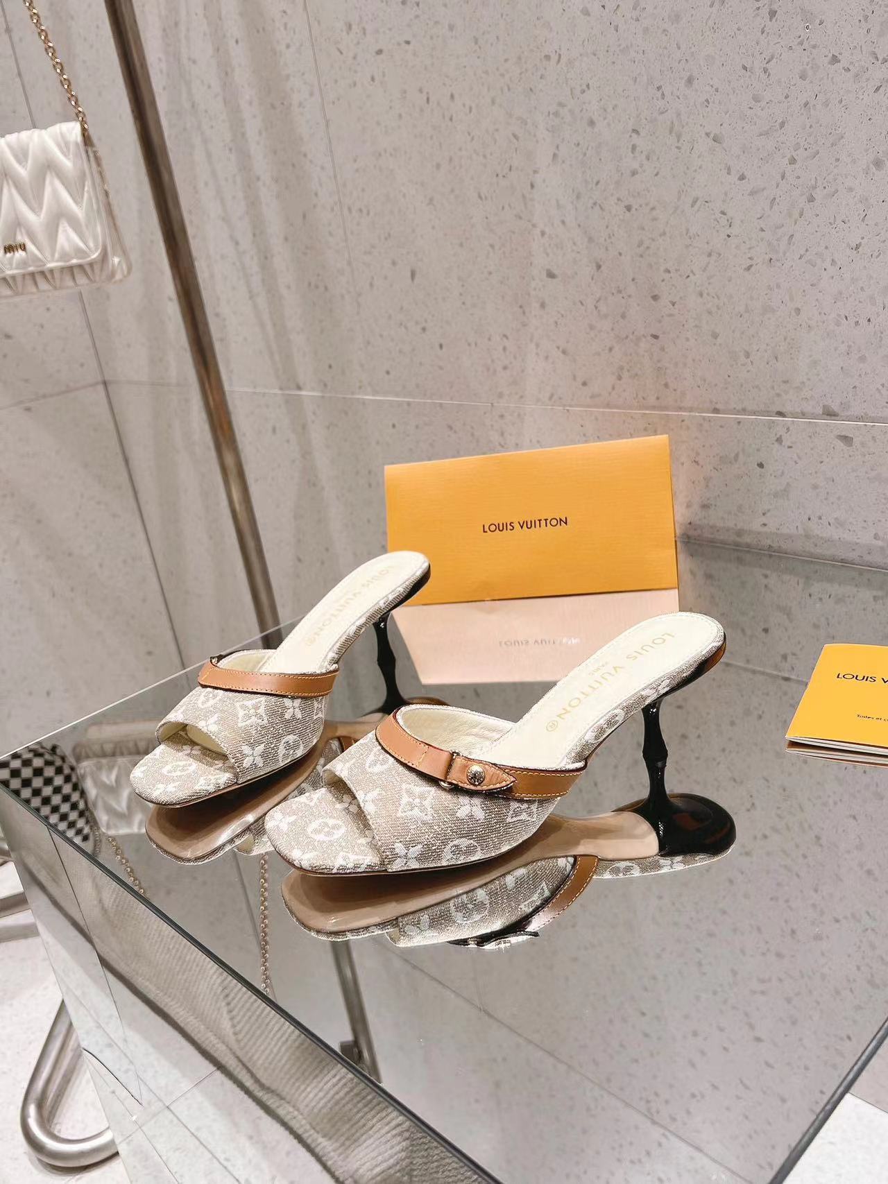 LV高品質デニムハイヒールスリッパ【50％割引+送料無料】