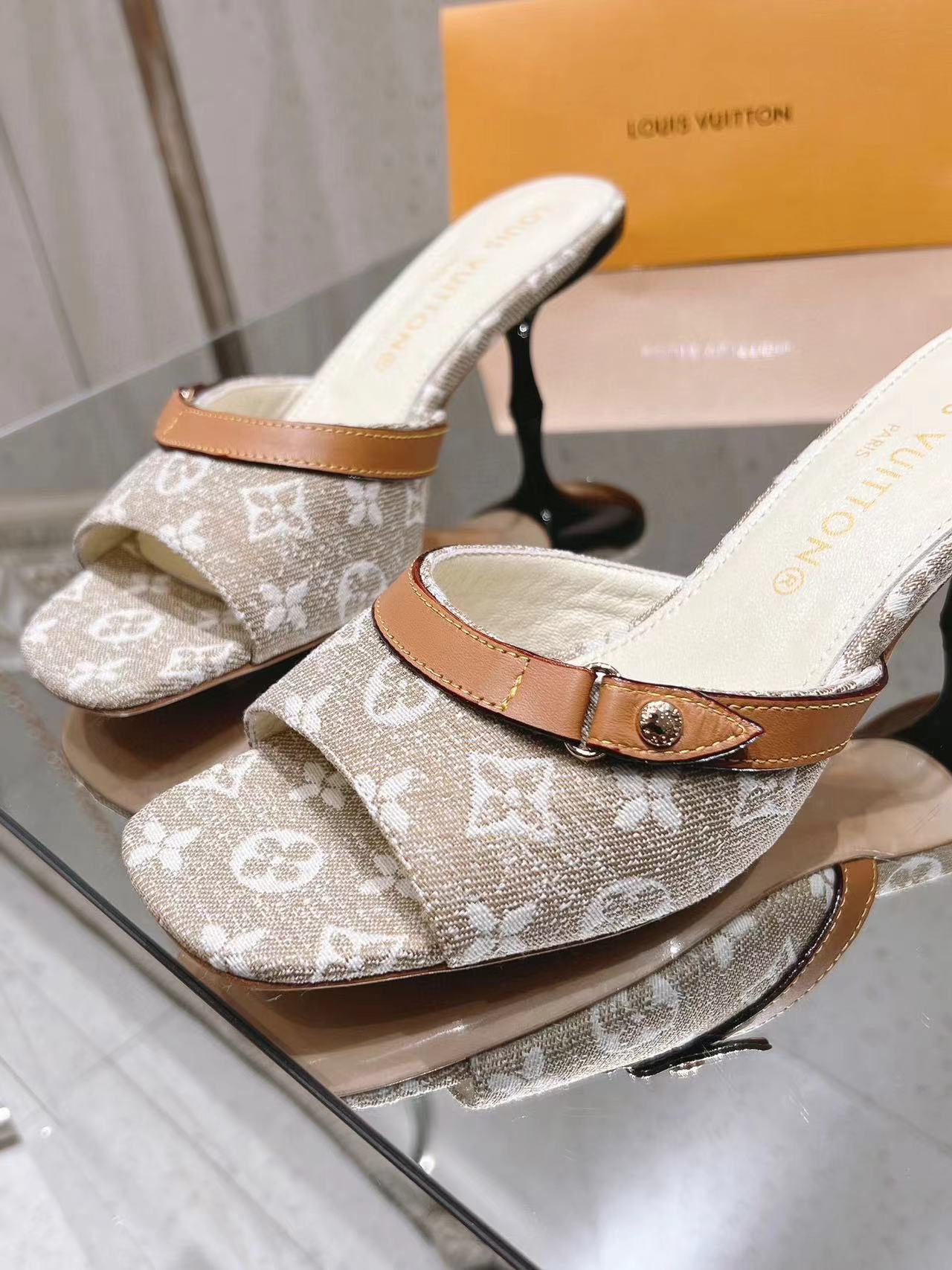 LV高品質デニムハイヒールスリッパ【50％割引+送料無料】