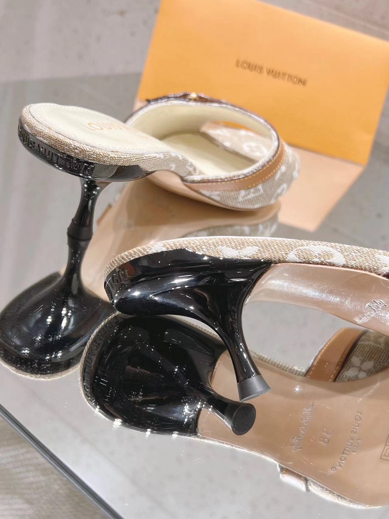 LV高品質デニムハイヒールスリッパ【50％割引+送料無料】