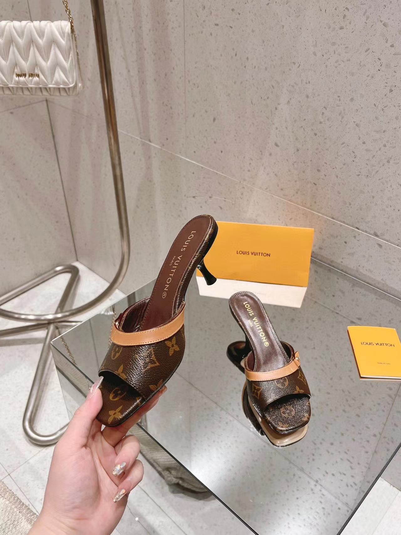 LV高品質デニムハイヒールスリッパ【50％割引+送料無料】