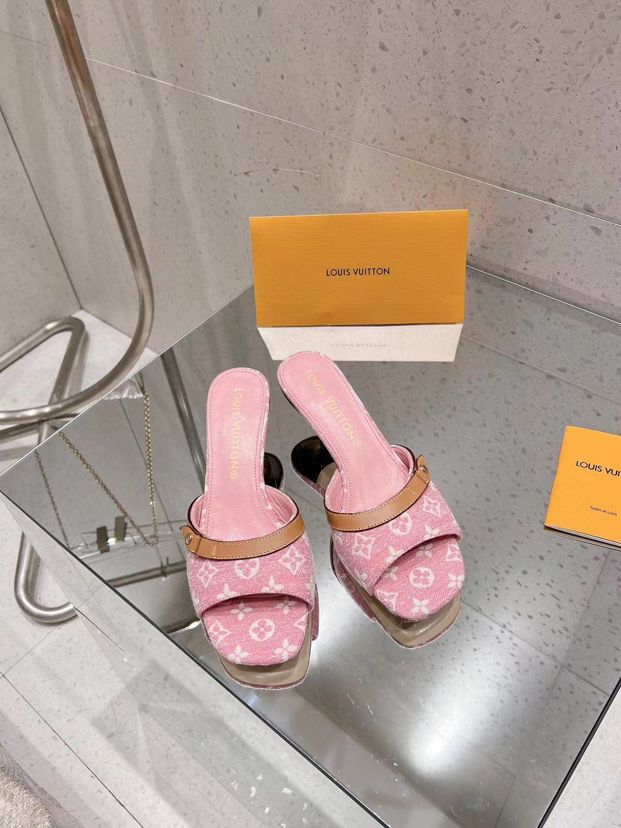 LV高品質デニムハイヒールスリッパ【50％割引+送料無料】