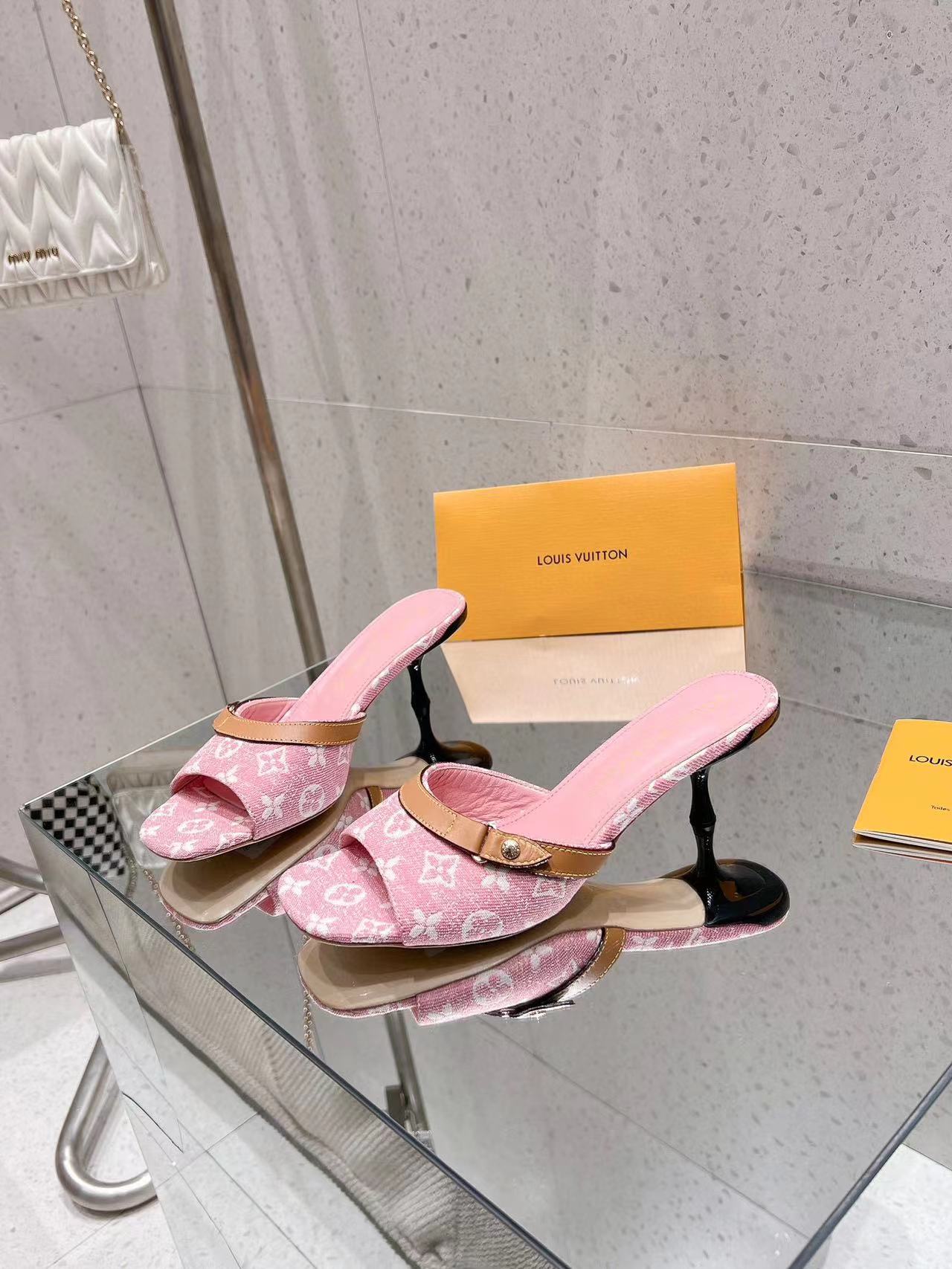 LV高品質デニムハイヒールスリッパ【50％割引+送料無料】