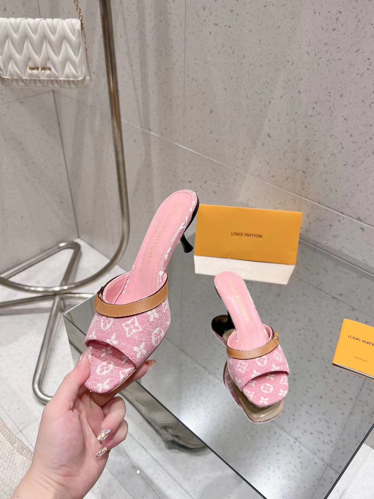 LV高品質デニムハイヒールスリッパ【50％割引+送料無料】