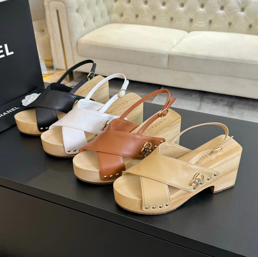 CHANE1 高品質木目プラットフォームサンダル【50％割引+送料無料】