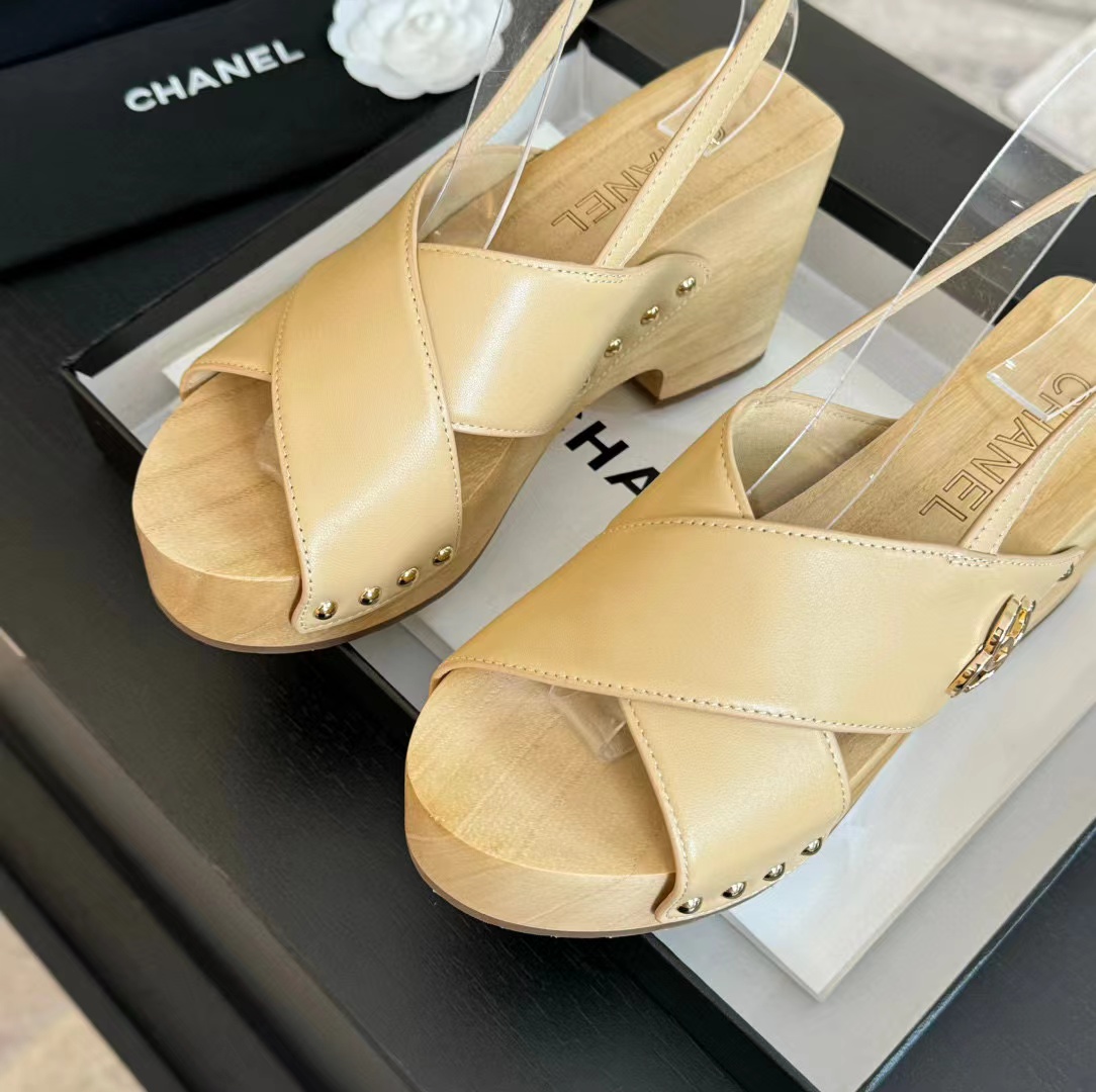 CHANE1 高品質木目プラットフォームサンダル【50％割引+送料無料】