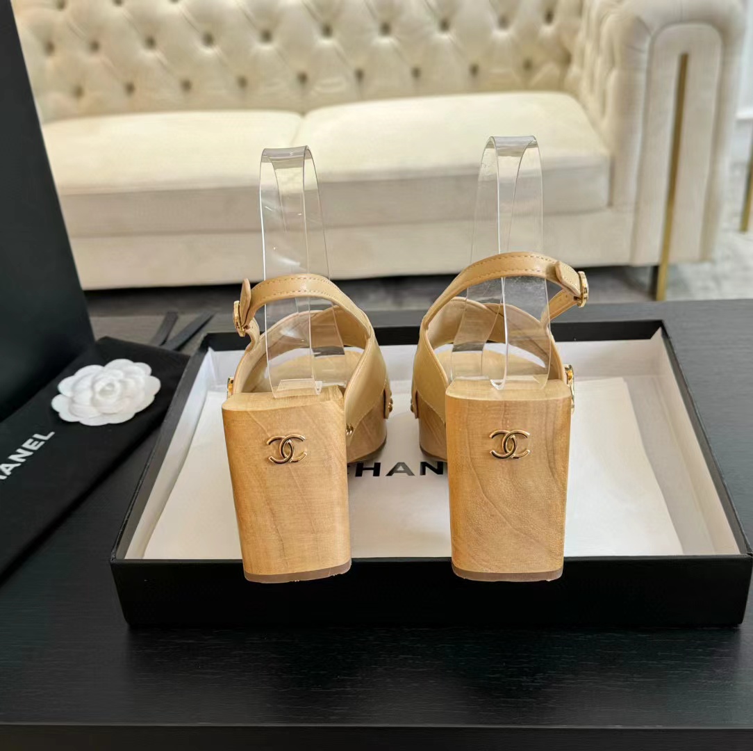 CHANE1 高品質木目プラットフォームサンダル【50％割引+送料無料】