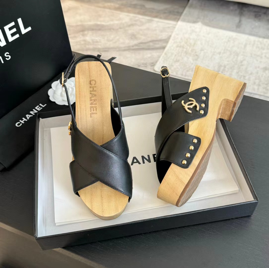 CHANE1 高品質木目プラットフォームサンダル【50％割引+送料無料】