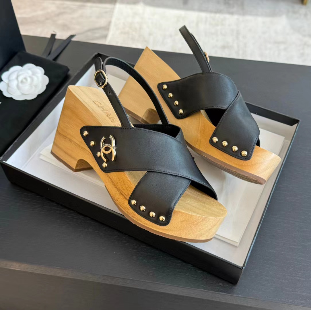 CHANE1 高品質木目プラットフォームサンダル【50％割引+送料無料】