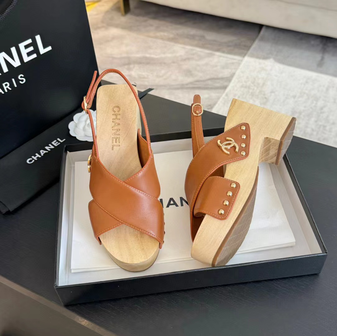 CHANE1 高品質木目プラットフォームサンダル【50％割引+送料無料】