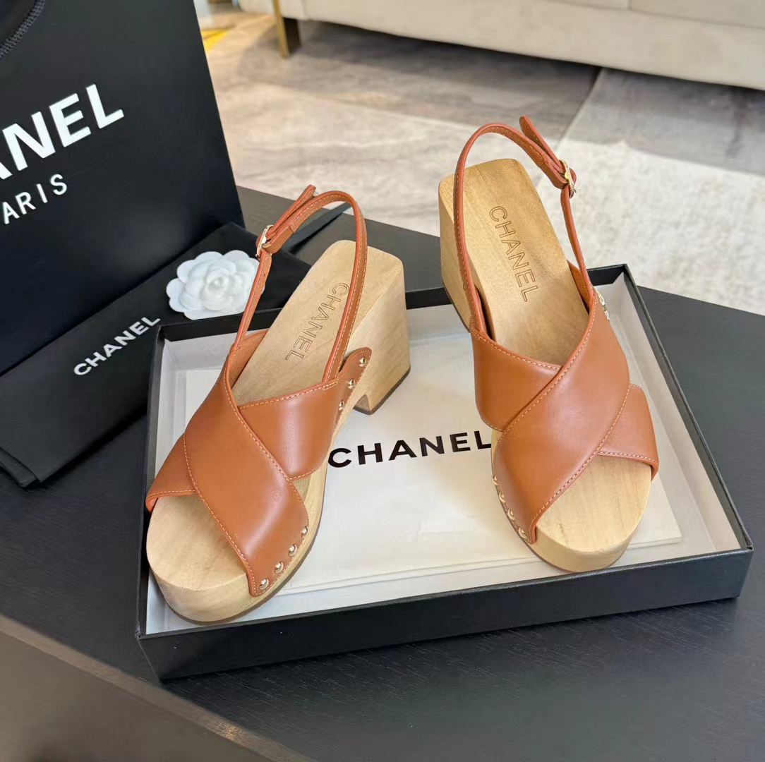 CHANE1 高品質木目プラットフォームサンダル【50％割引+送料無料】