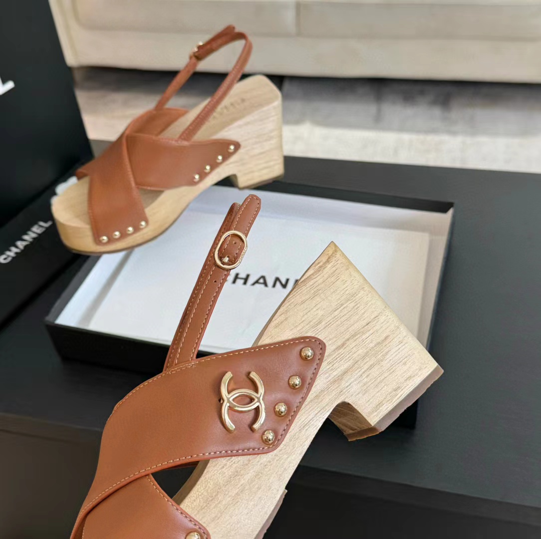 CHANE1 高品質木目プラットフォームサンダル【50％割引+送料無料】