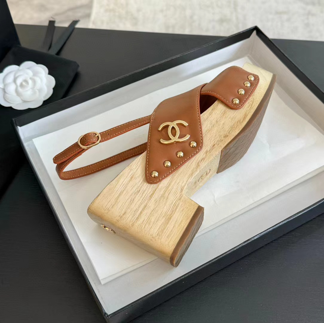 CHANE1 高品質木目プラットフォームサンダル【50％割引+送料無料】