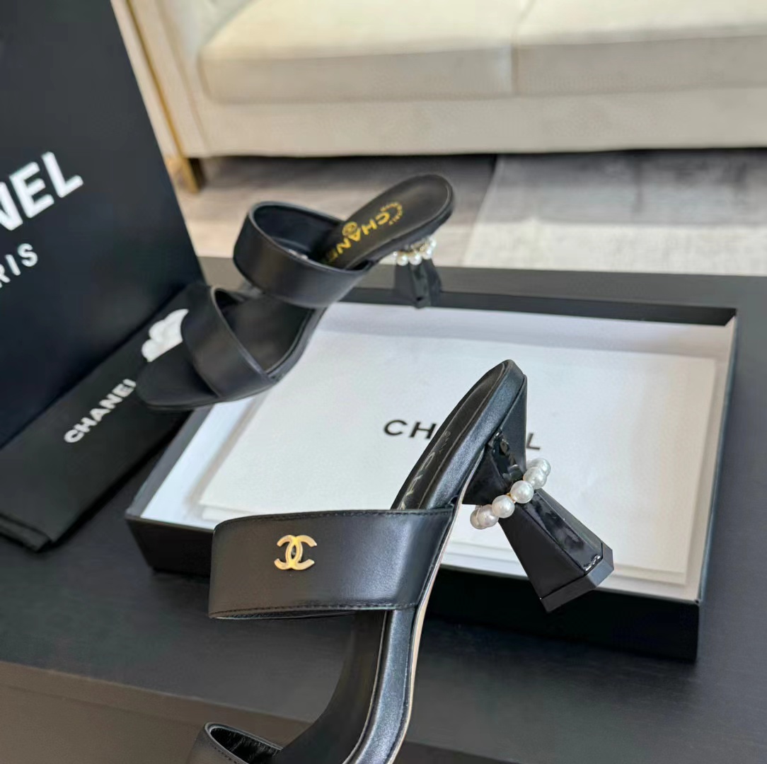 CHANE1 高品質パールハイヒールスリッパ【50％割引+送料無料】