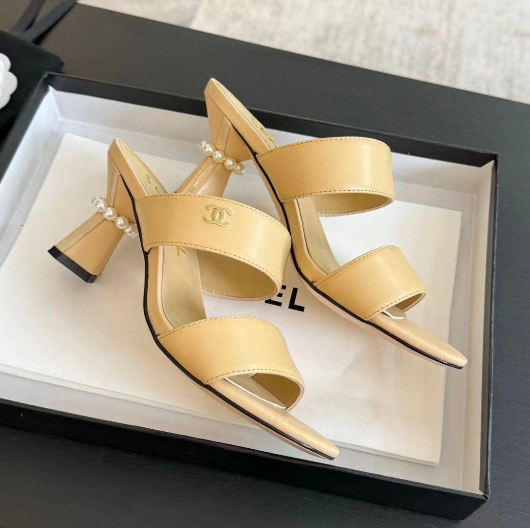 CHANE1 高品質パールハイヒールスリッパ【50％割引+送料無料】