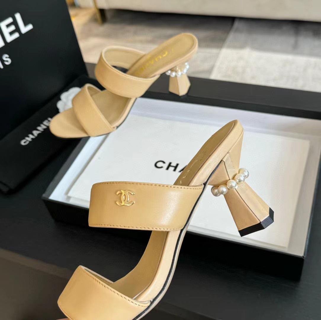 CHANE1 高品質パールハイヒールスリッパ【50％割引+送料無料】