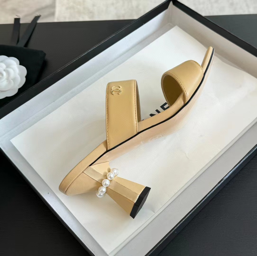 CHANE1 高品質パールハイヒールスリッパ【50％割引+送料無料】