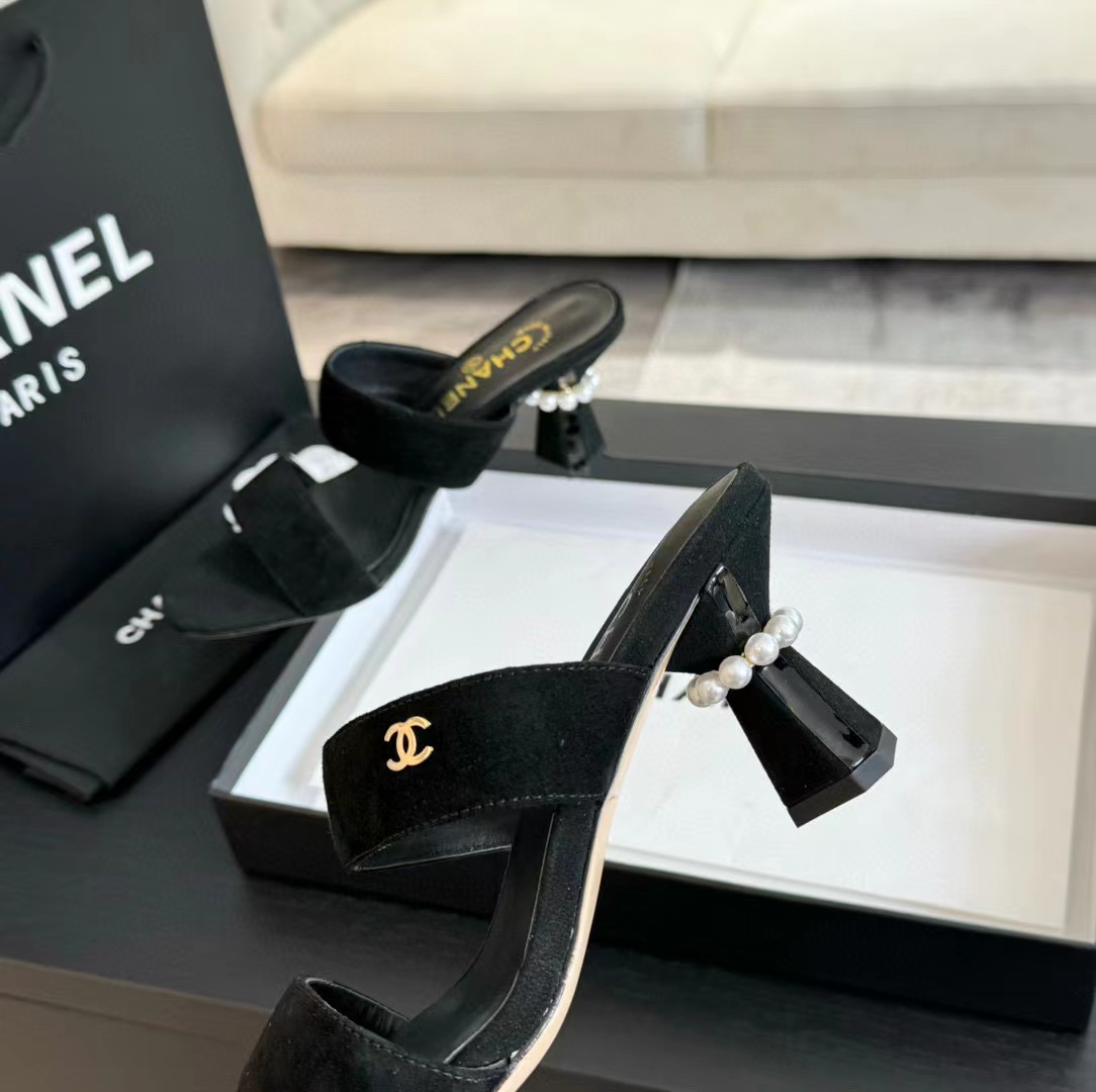 CHANE1 高品質パールハイヒールスリッパ【50％割引+送料無料】