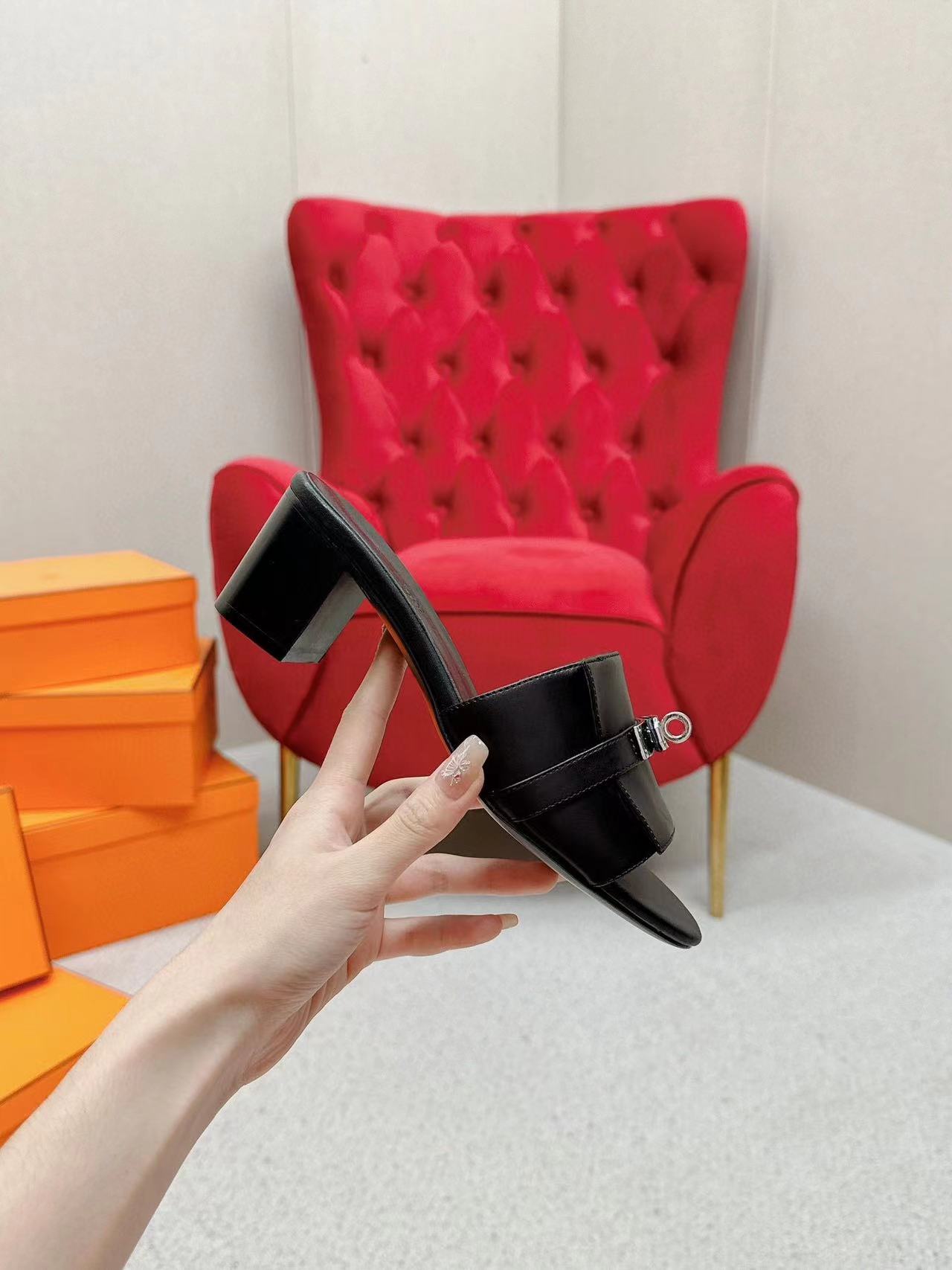 HERME5 高品質ハイヒールスリッパ【50％割引+送料無料】