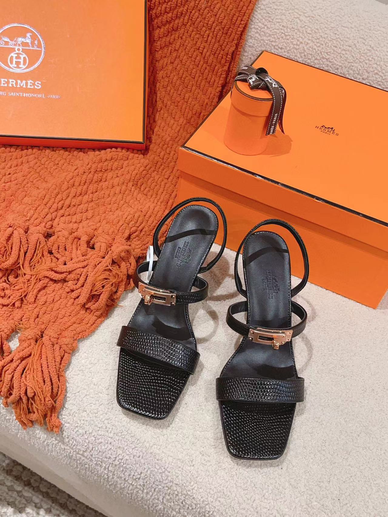 HERME5 高級リザード柄ハイヒールサンダル【50％割引+送料無料】