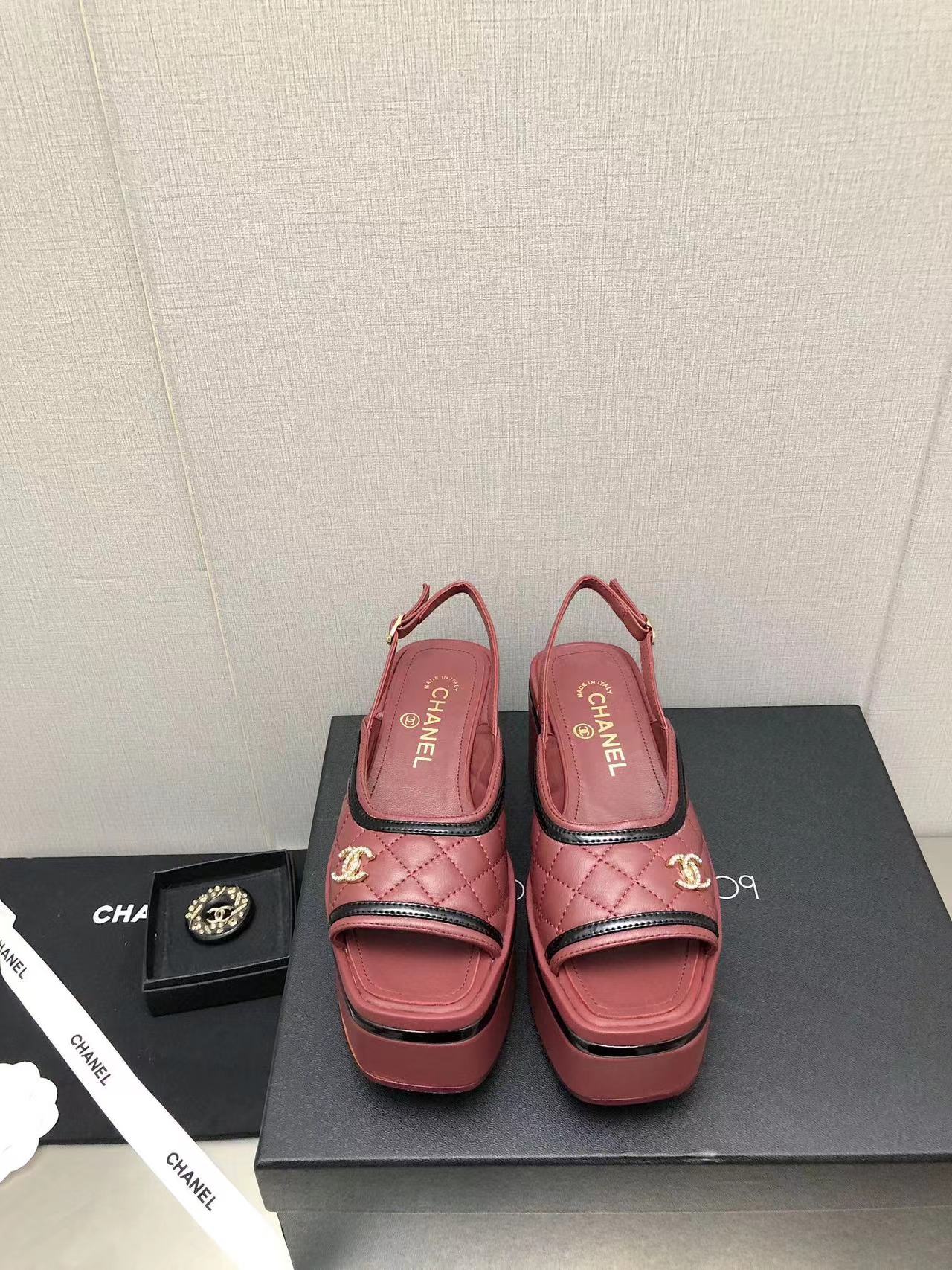 CHANE1 高品質シープスキンプラットフォームサンダル【50％割引+送料無料】