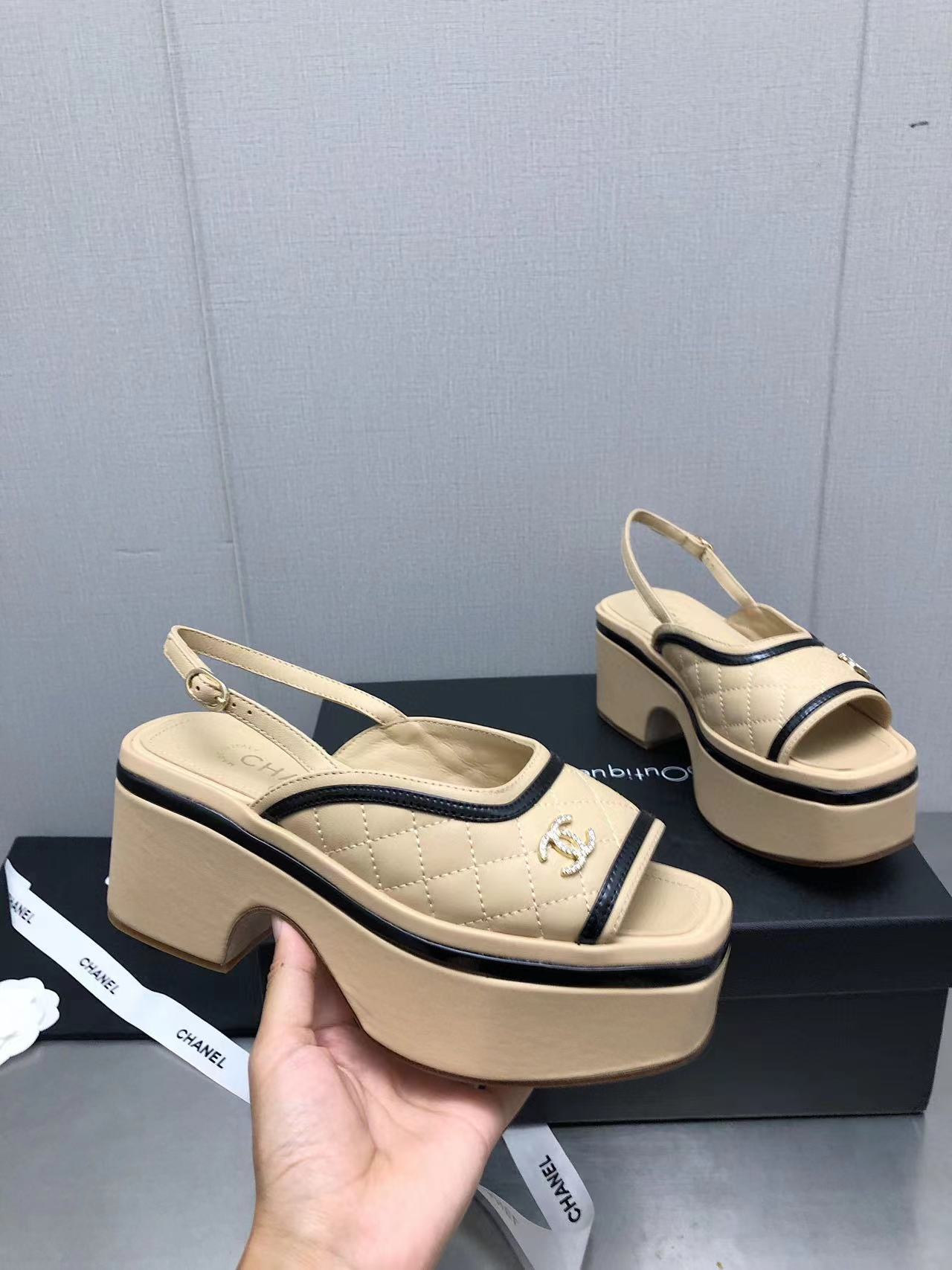 CHANE1 高品質シープスキンプラットフォームサンダル【50％割引+送料無料】