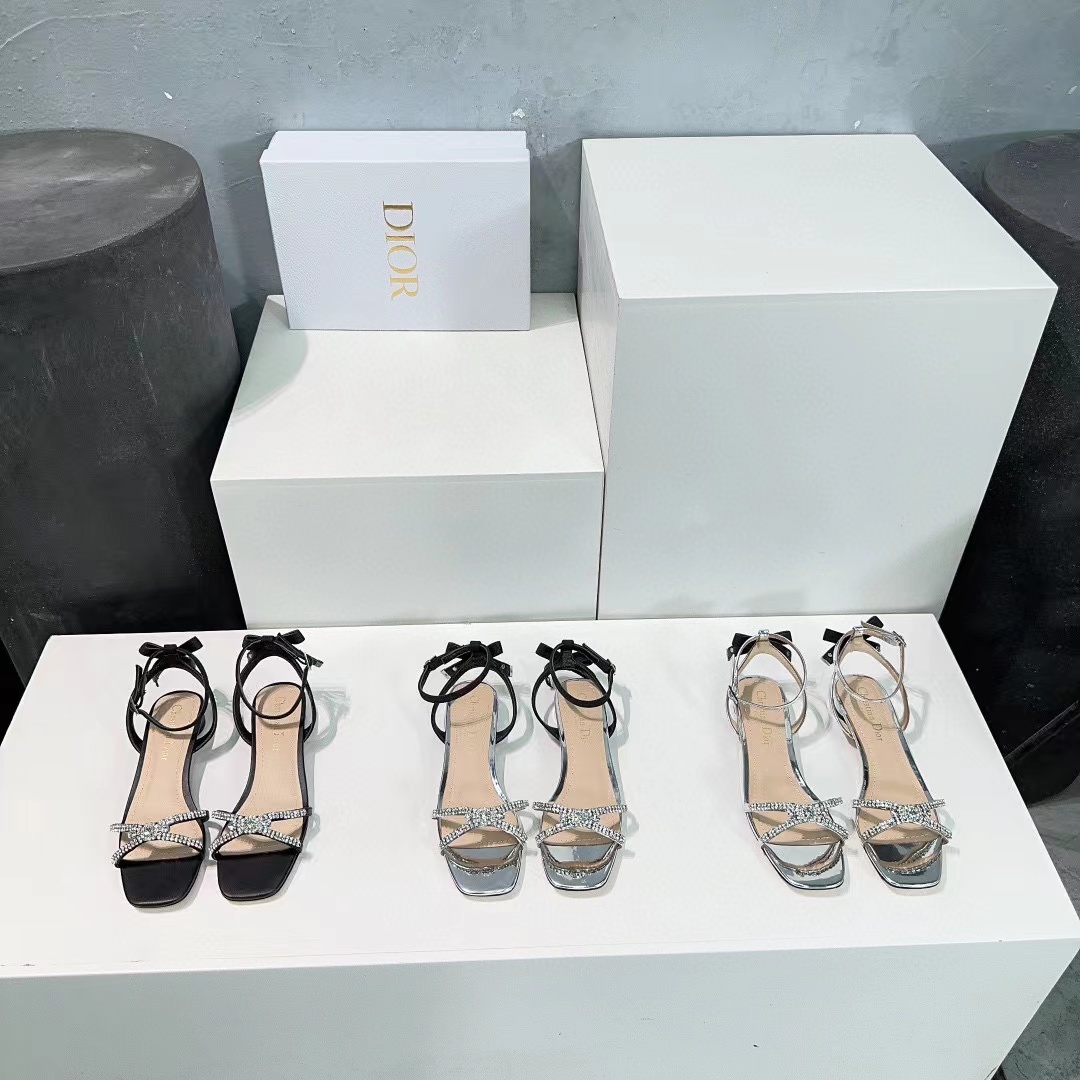 DI0R 高品質ボウクリスタルダイヤモンドハイヒールフラット【50％割引+送料無料】