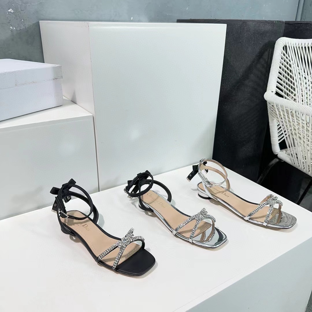 DI0R 高品質ボウクリスタルダイヤモンドハイヒールフラット【50％割引+送料無料】