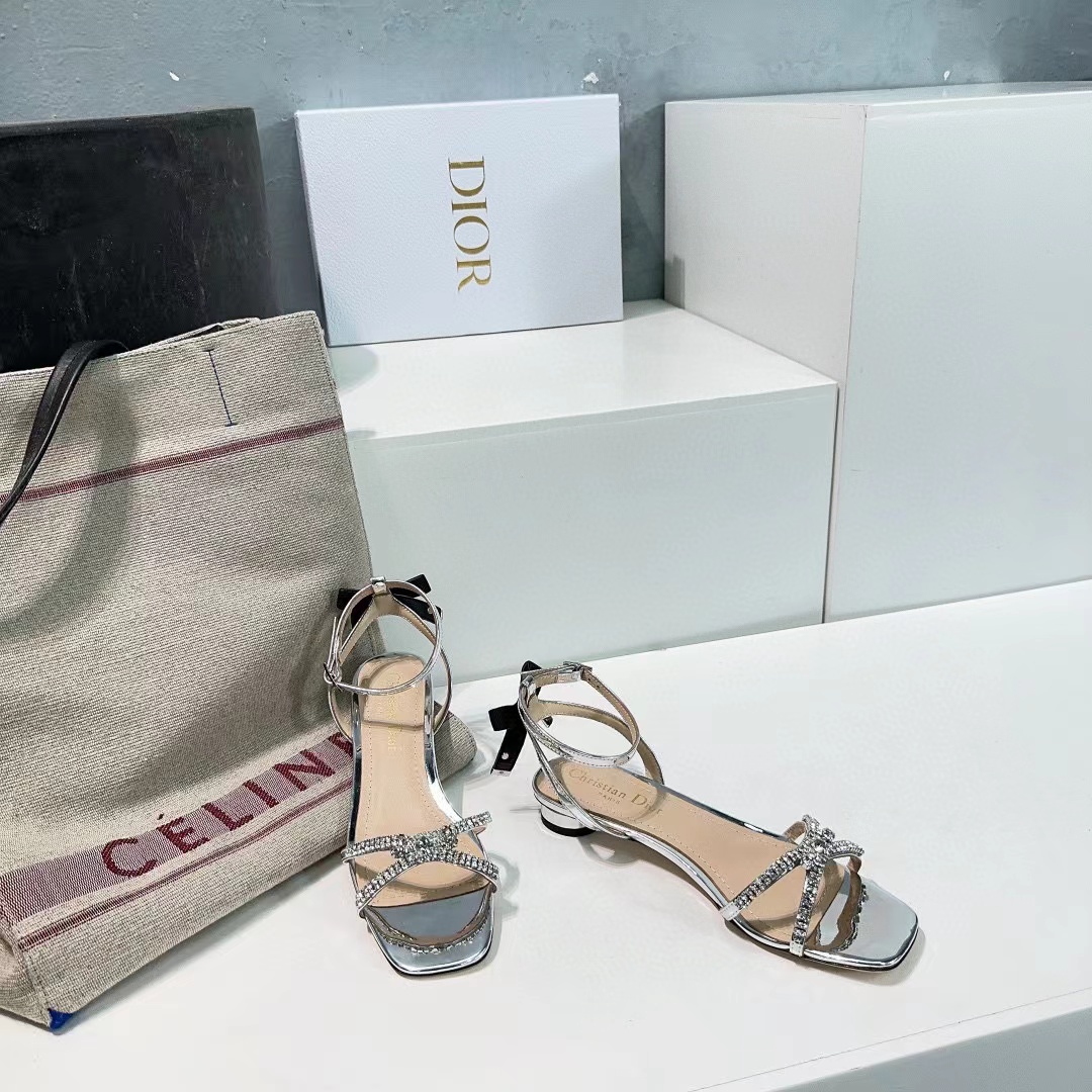 DI0R 高品質ボウクリスタルダイヤモンドハイヒールフラット【50％割引+送料無料】