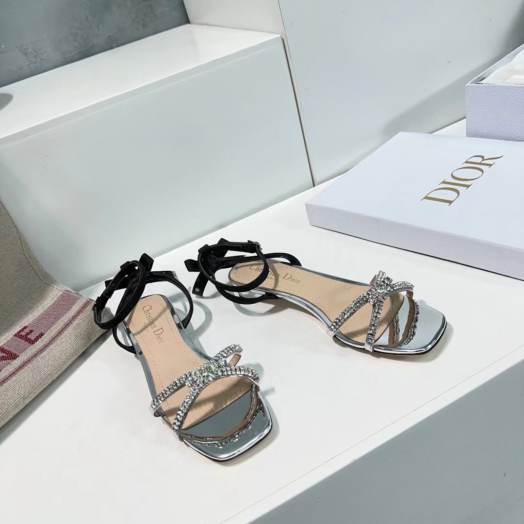 DI0R 高品質ボウクリスタルダイヤモンドハイヒールフラット【50％割引+送料無料】