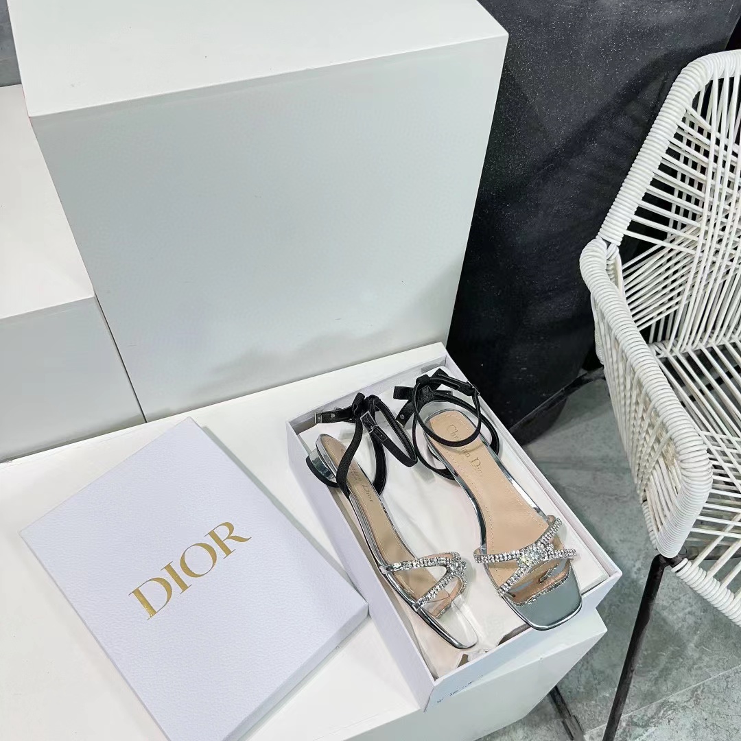 DI0R 高品質ボウクリスタルダイヤモンドハイヒールフラット【50％割引+送料無料】