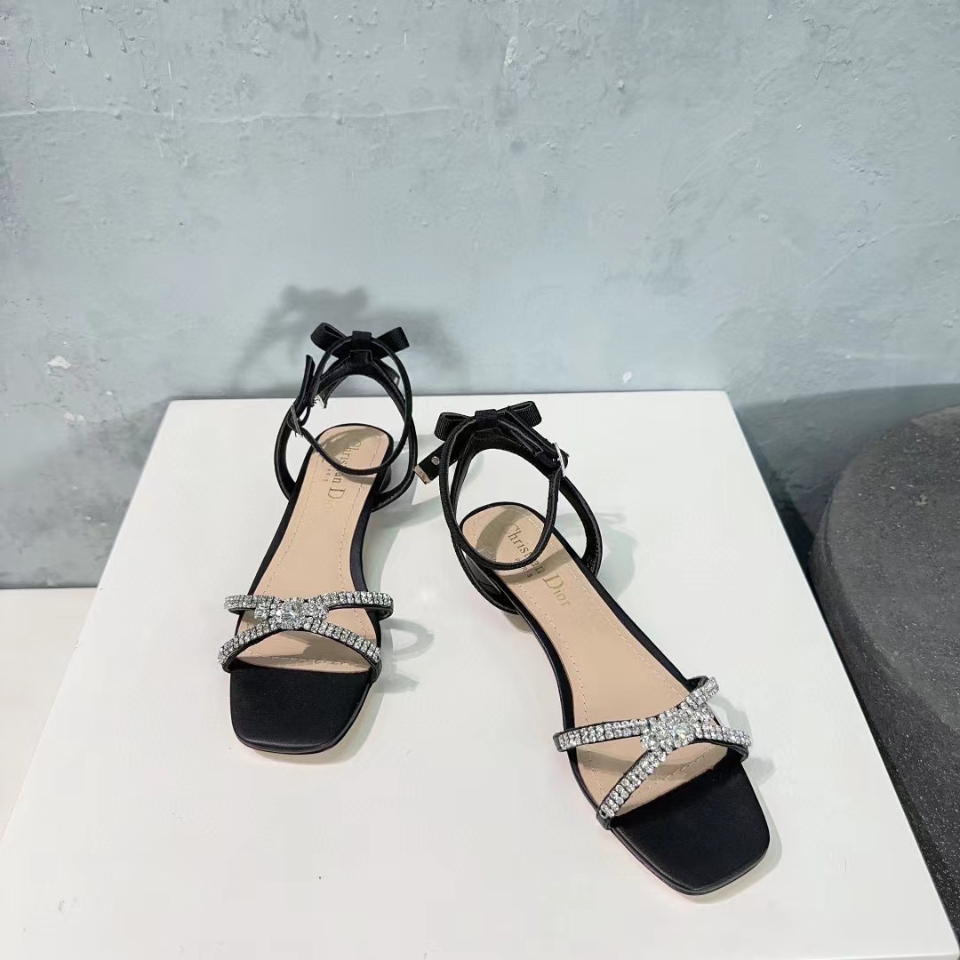 DI0R 高品質ボウクリスタルダイヤモンドハイヒールフラット【50％割引+送料無料】
