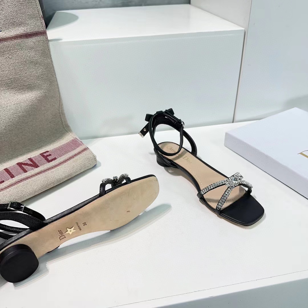 DI0R 高品質ボウクリスタルダイヤモンドハイヒールフラット【50％割引+送料無料】