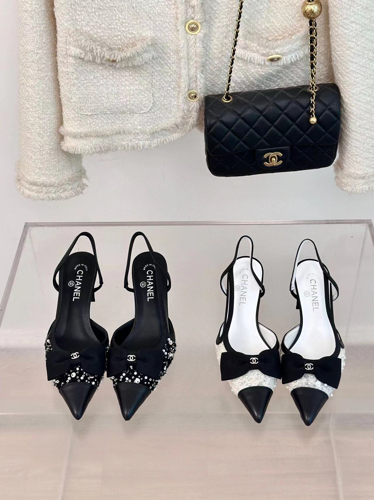 CHANE1高品質リボン ポインテッドトゥ チャンキーヒール サンダル【50％割引+送料無料】