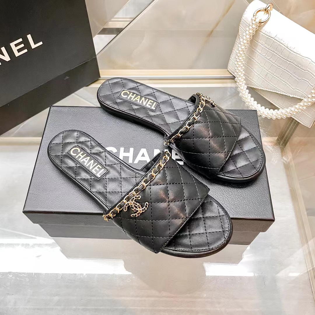 CHANE1 チェーンフラットスリッパ【50％割引+送料無料】