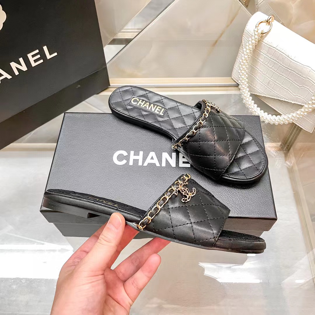 CHANE1 チェーンフラットスリッパ【50％割引+送料無料】