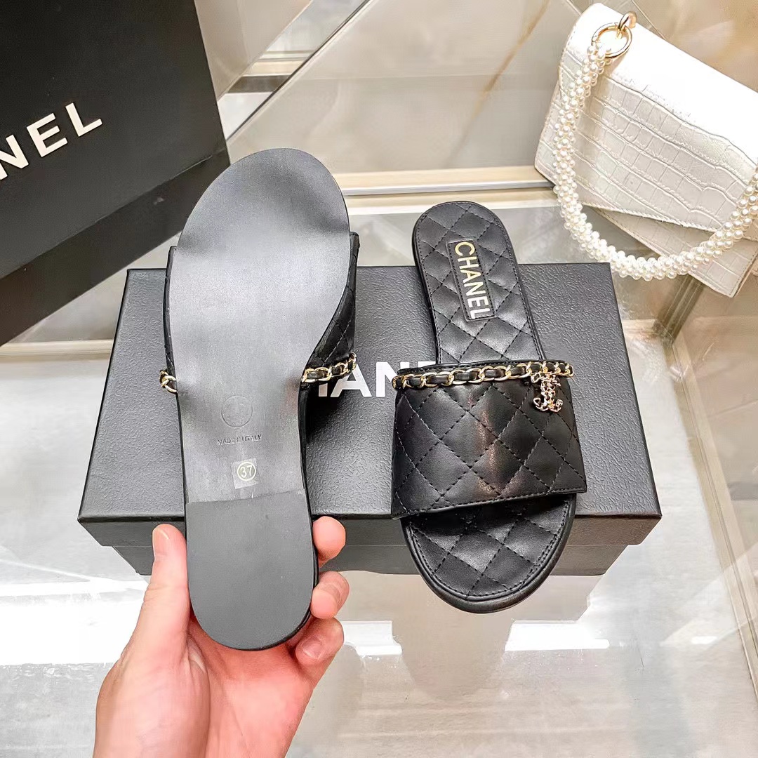 CHANE1 チェーンフラットスリッパ【50％割引+送料無料】