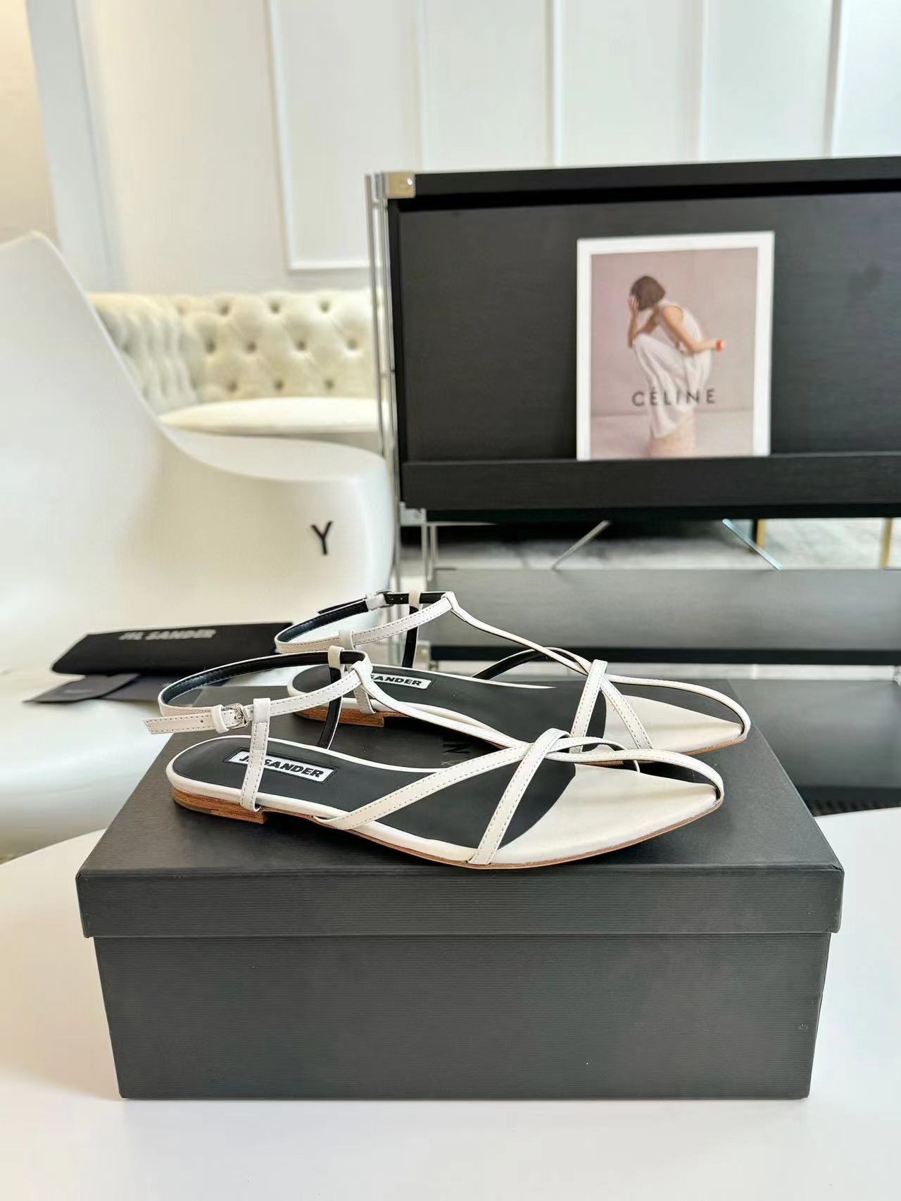 Jil sander 高品質のシープスキンフラットシューズ【50％割引+送料無料】