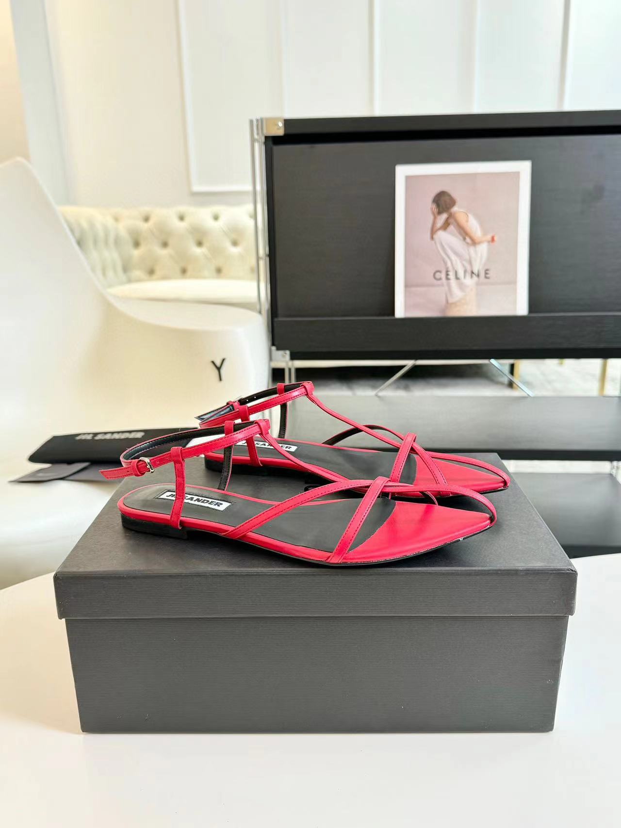 Jil sander 高品質のシープスキンフラットシューズ【50％割引+送料無料】