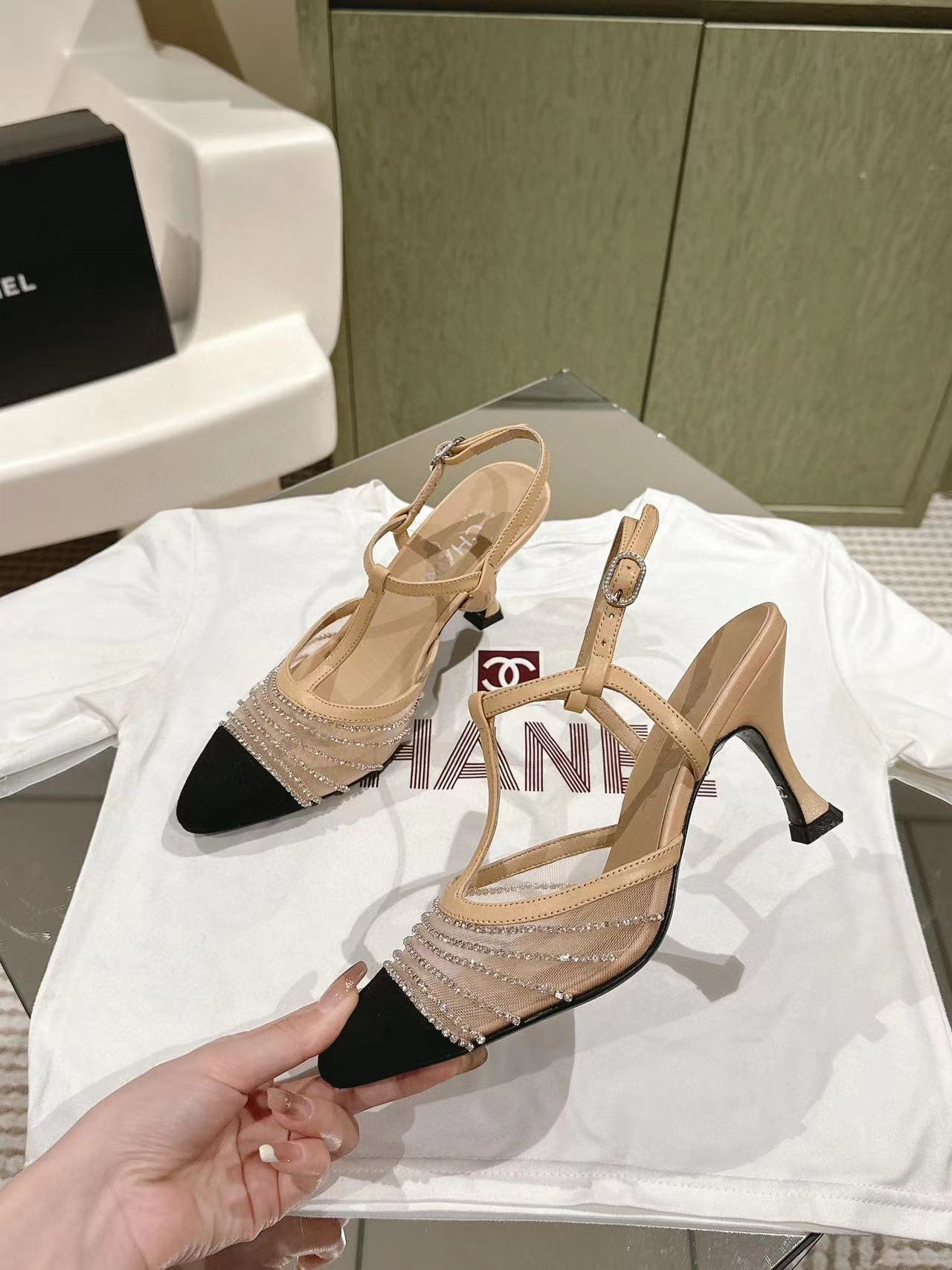 CHANE1 高品質レースメッシュハイヒール【50％割引+送料無料】