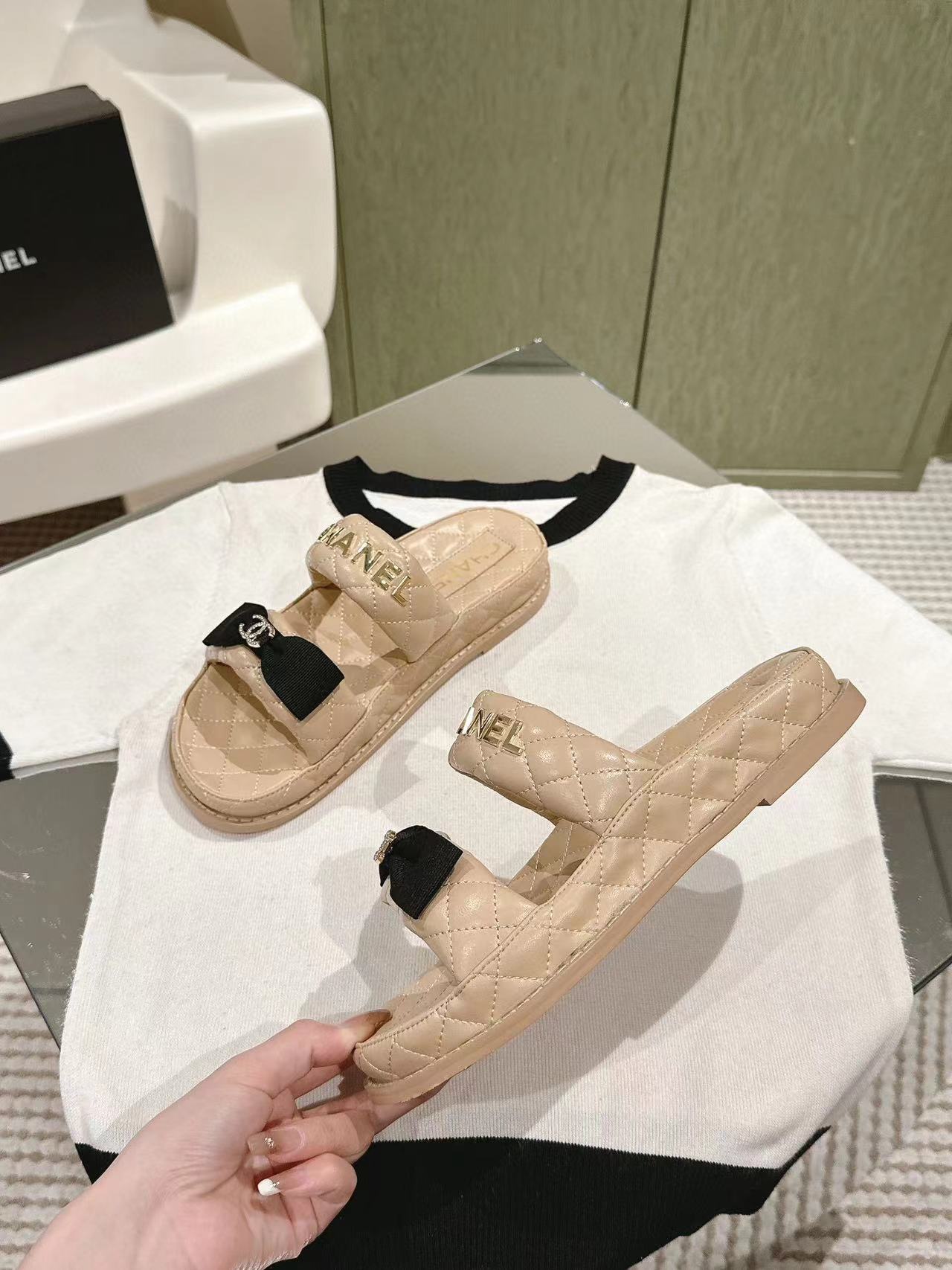 CHANE1 高品質弓スリッパ【50％割引+送料無料】