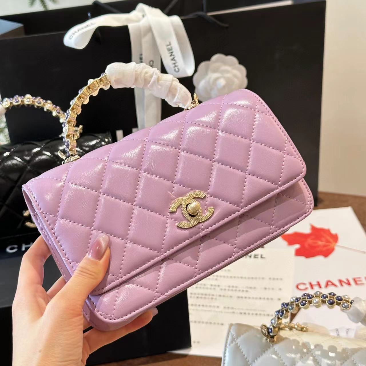 CHANE1 ハンドルパールトートバッグ【 50％割引+送料無料】