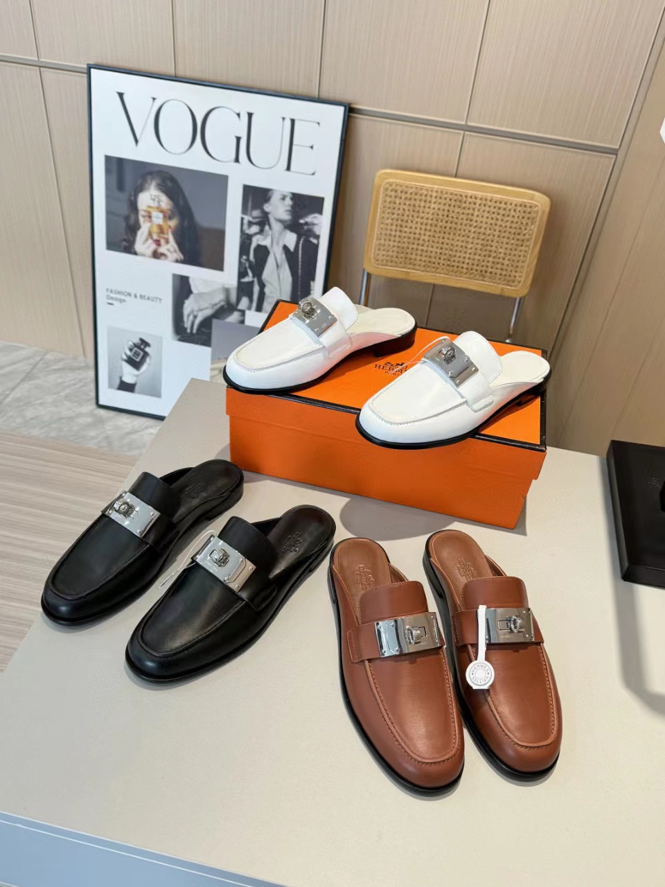 HERME5 高品質 H シープスキンスリッパ【50％割引+送料無料】