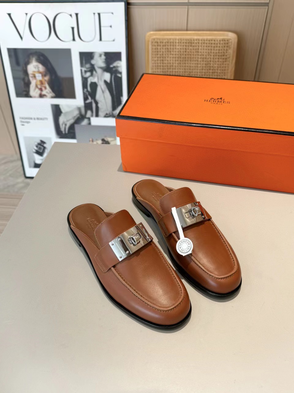HERME5 高品質 H シープスキンスリッパ【50％割引+送料無料】