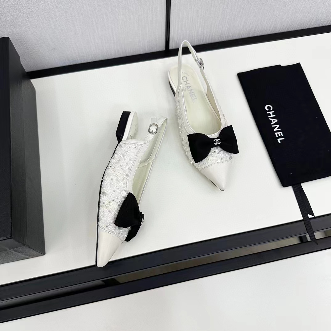 CHANE1 高級ボウポインテッドトゥフラットサンダル【50％割引+送料無料】